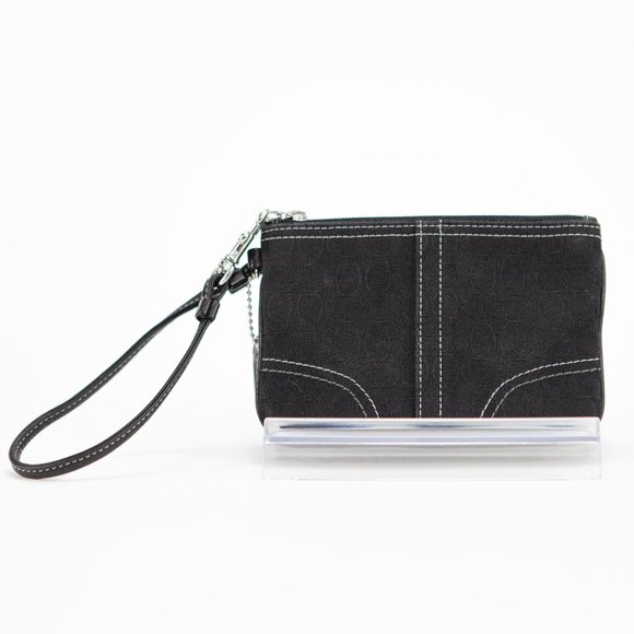 COACH Black C Monogram Wristlet - Picture 1 of 10